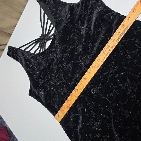 Another Thyme Velvet Maxi Dress 14‎ Black Floral Glitter Vintage Whimsigoth - Picture 12 of 14